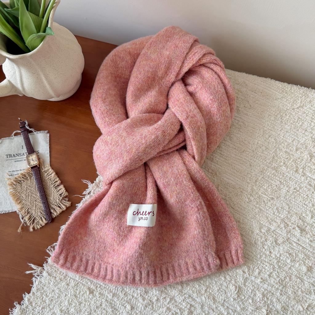 Solid Color Knitted Scarf Autumn and Winter Warm Men and Women Versatile Korean Wool Scarf Couple Multi-color Optional Factory