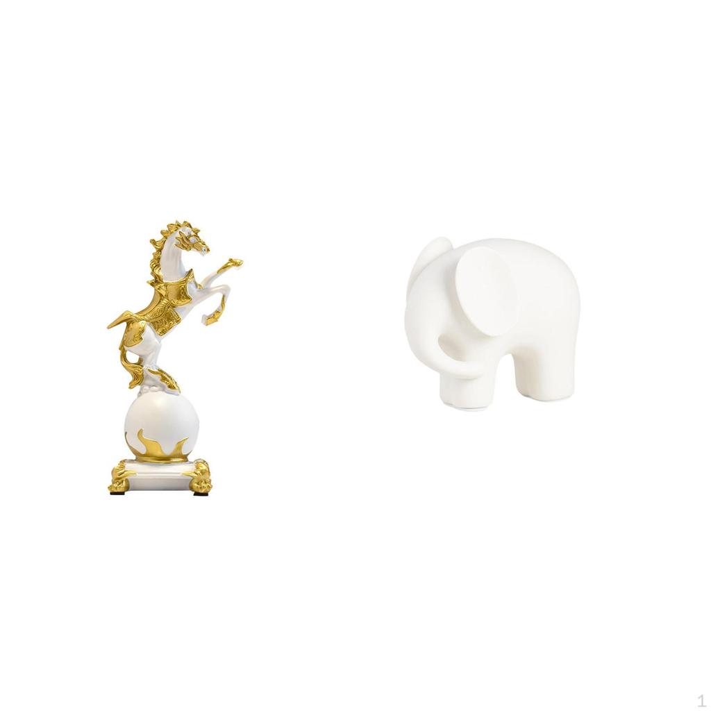 Sculpture Collection Ceramic Horse And Elephant Figurine Tabletop Ornament for Bedroom Living Room