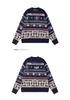 Unisex Autumn Jacquard Knit Sweater - Cozy Round Neck, Loose Fit
