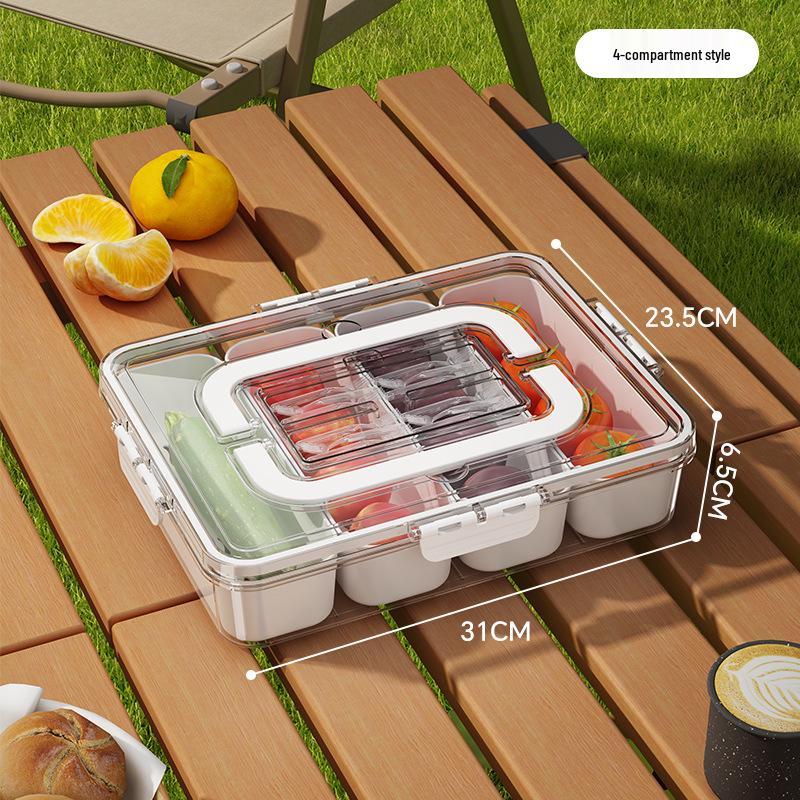 

Kitchen Seasoning & Food Storage Box with Lid - Fresh-Keeping, Divided, and Sealed for Spices, Fruits, and More. Large 4 Compartment белый