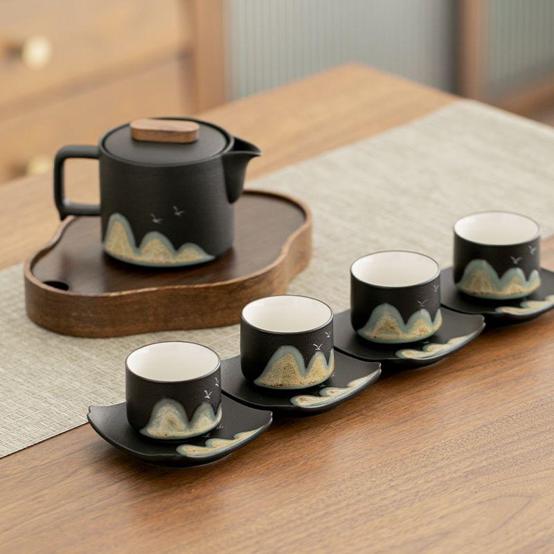 Zen Square Ceramic Coaster Tea Cup Holder Heat Insulation Pad Vintage Tea Set AccessoriesHome Use for Tea Ceremony Kitchen Table