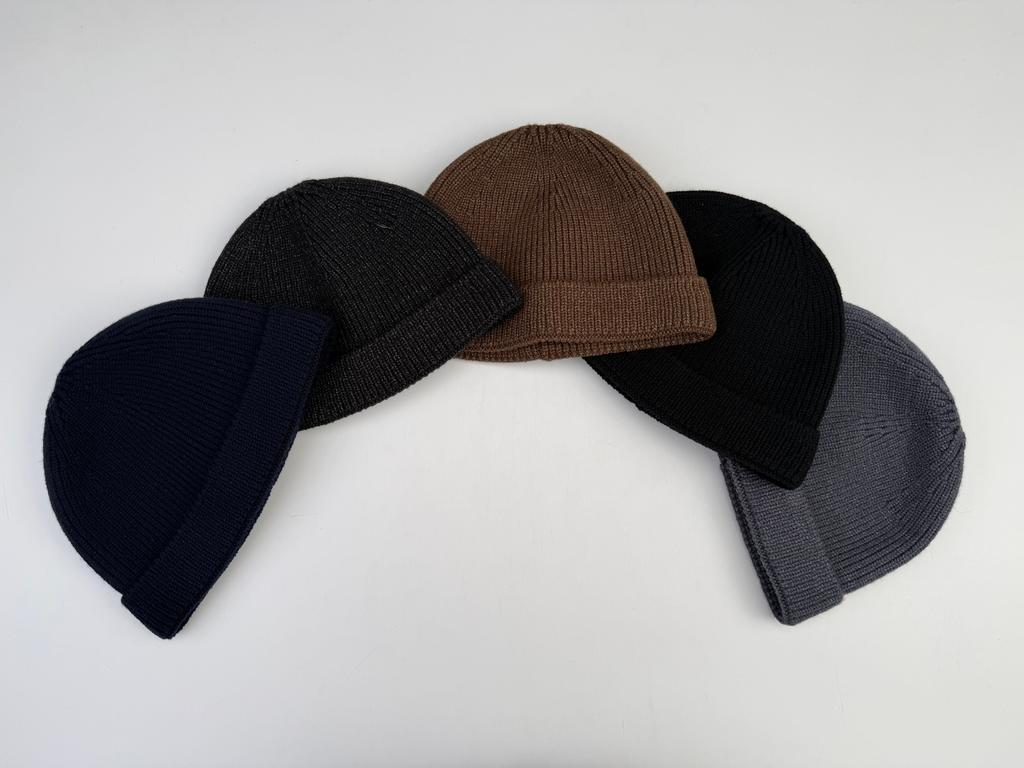 Core Spun Yarn Knitted Beanie Multi-color Short Breathable Unisex Adjustable Winter Hat