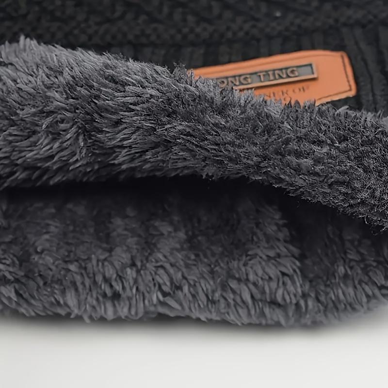 Winter Warme Samt Dick Gestrickte Mütze, Mit Nackenschutz, Unisex Modische Warme Winddichte Mütze Für Outdoor-Reisen