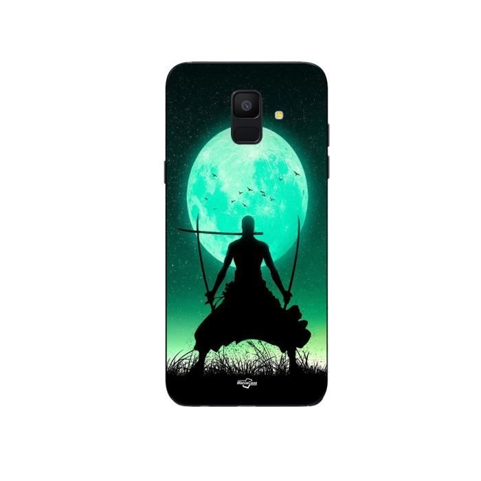 Coque maniacase pour Samsung Galaxy A8 2018 roronoa zoro triple épée pleine lune