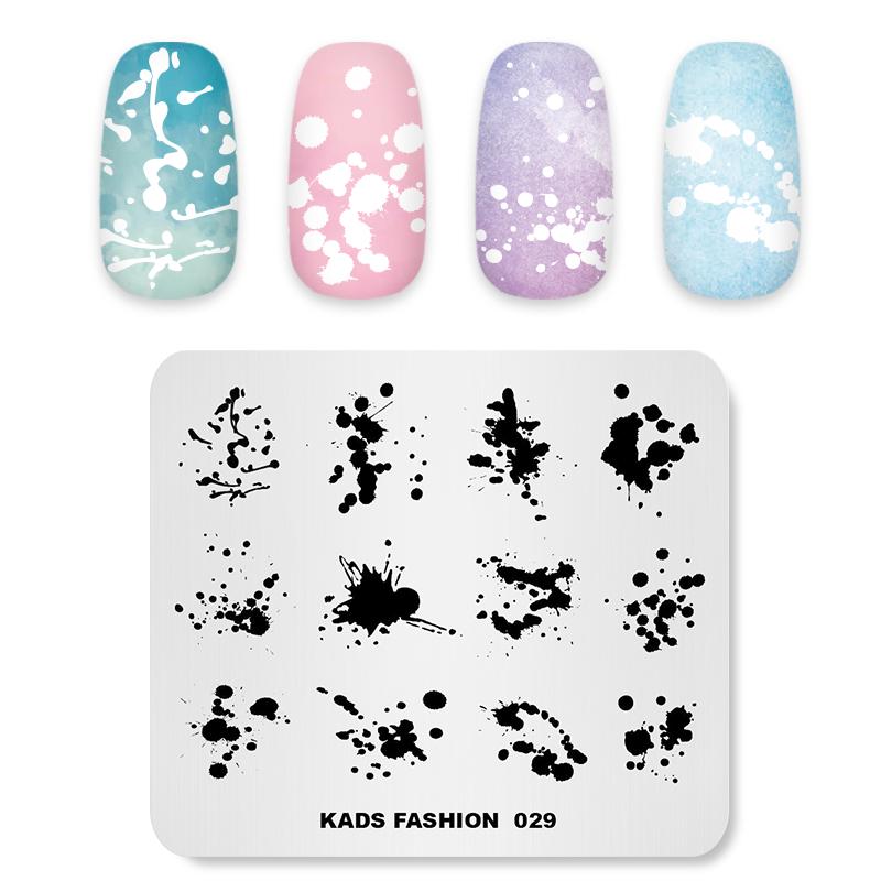 kads Nagelvorlagen Fashion 029 Splash-Ink Painting Design Bildvorlage Nagelstempelvorlagen Plate Stamping Nail Art Schablonen