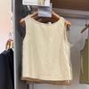 Japanese Style Women's Sleeveless Linen Blend Waistcoat - Round Neck, Casual, 2025 Spring/Summer