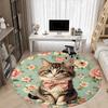 1pc Cat Floral Pattern Office Round Rug, Non-slip, Soft and Durable Office Rug for Interior Decoration, Perfect for Office, Beautiful Decoration yy260