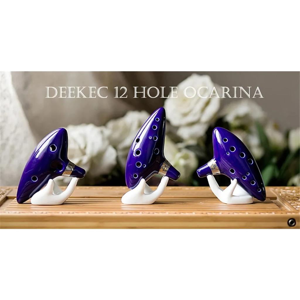 Ocarina,12 Tones Alto C Ceramic Ocarina Musical Instrument with Song Book Neck String Neck Cord Carry Bag