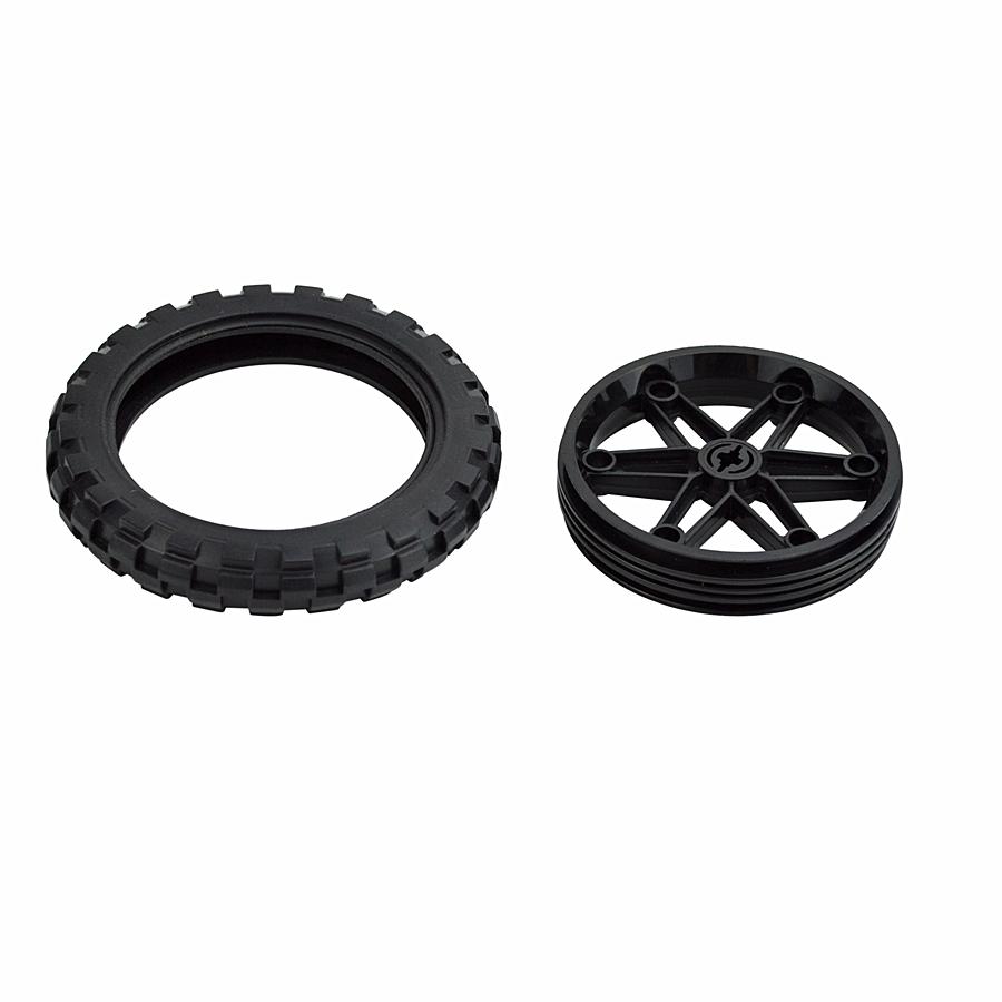 2 Stück MOC Baustein Motorradreifen & Motorradfelge Technisches Teil Radnabe Kompatibel mit 88517 11957 Autos Spielzeug
