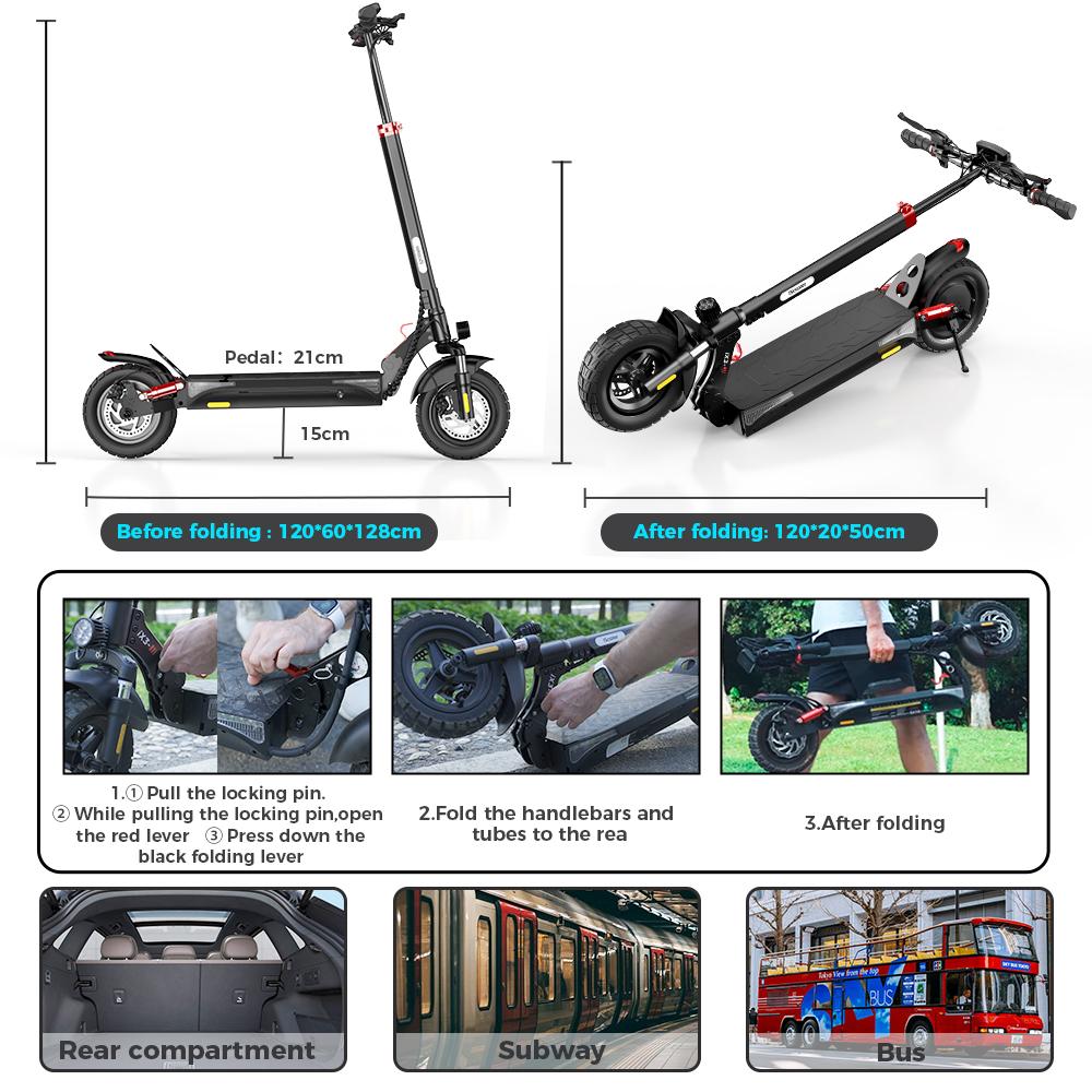 IScooter iX3 800W elektrisk sparkesykkel 10 tommer terrengdekk batteri 48V/10Ah maksimal hastighet 40km/t med APP-kontroll demping foran og bak