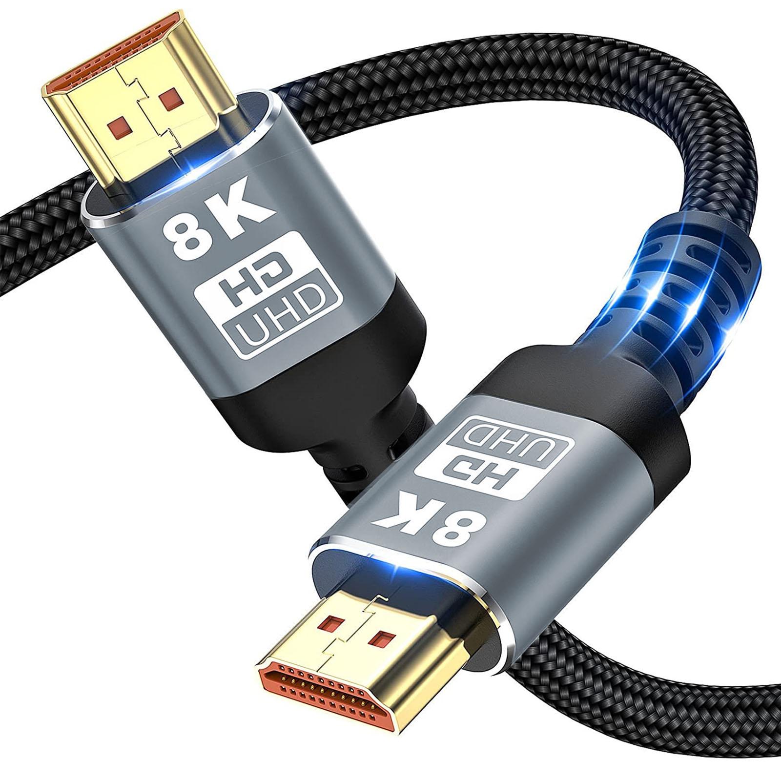 

HDMI-совместимые кабели 2.1 48 Гбит/с, сверхвысокоскоростной плетеный шнур 8K 4K при 120 Гц 8K при 60 Гц HDCP 2.2 и 2.3 HDR 10 1M