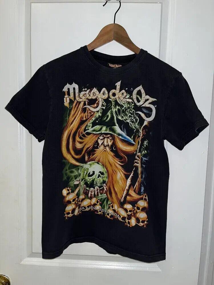 Unisex shirt Cotton Oversize Large Size Vintage Mago De Oz Rock Band Tour Men Graphic Tee Size Medium Black