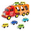 HIWO Car Toys for Boys Ages and 6 and Educational Toy Set of 5 Large and Small Vehicles Large Truck 4 Mini Construction Fire Indoor Mini Educational