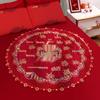 Wedding Blessing Cushion Set: Bride's Happy Quilt & Red Dowry Bed-Pressing Pillow Set.