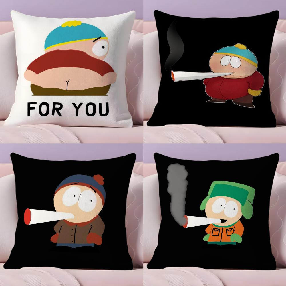 Hot Funny Anime S_Souths P_Park Cushion Cover Plush Fabric Soft Double-Sided Printed Sofa Pillow Case Colorfast Home Decor Gift