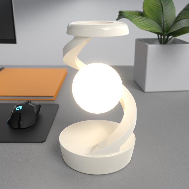 

Wireless Charging Levitation Lamp Creative LED Bedside Lamp For Home Decor Floating Nightstand Light With Phone Charger Basic model белый