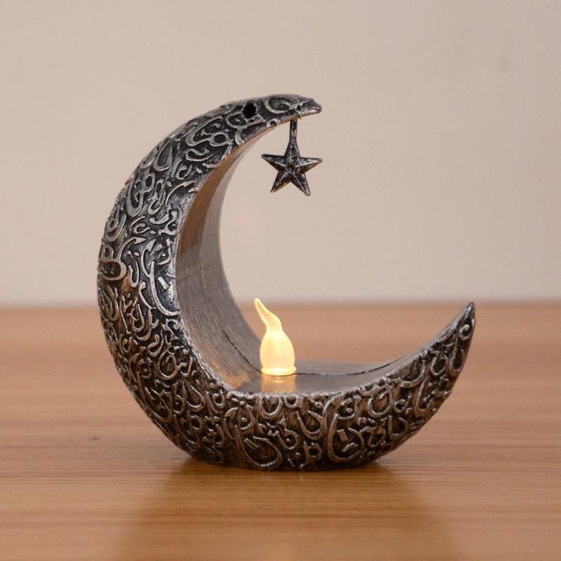 Eid Mubarak LED Candle Light Moon Star Ornaments 2024 Ramadan Kareem Home Decoration Eid Al Adha Gift Festival Party Supplies