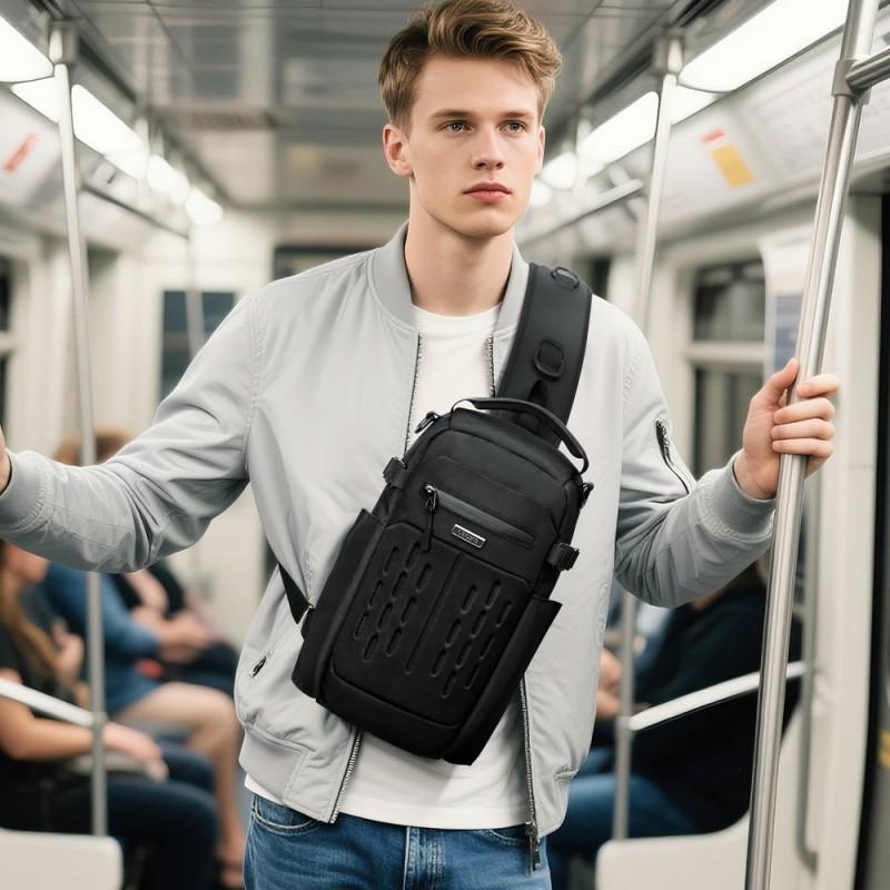 Men s Chest Bag Waterproof Wide Shoulder Strap Cross-body Light Commuting Multifunctional Outdoor 【36x19x13cm_0.65kg】 чёрный