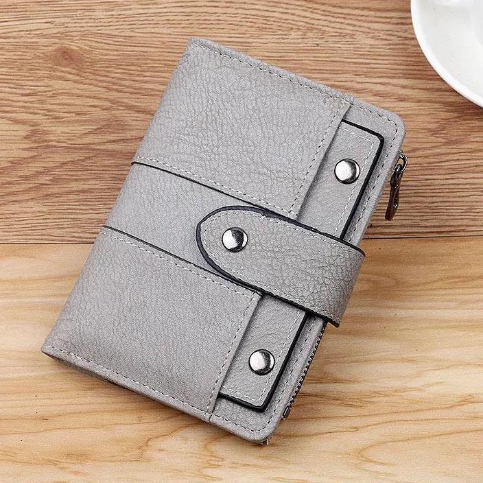 

Женский многофункциональный однотонный короткий кошелек из мягкой кожи, повседневный мини-кошелек для кредитных карт, банковских карт 13.5*10*2.5cm серый