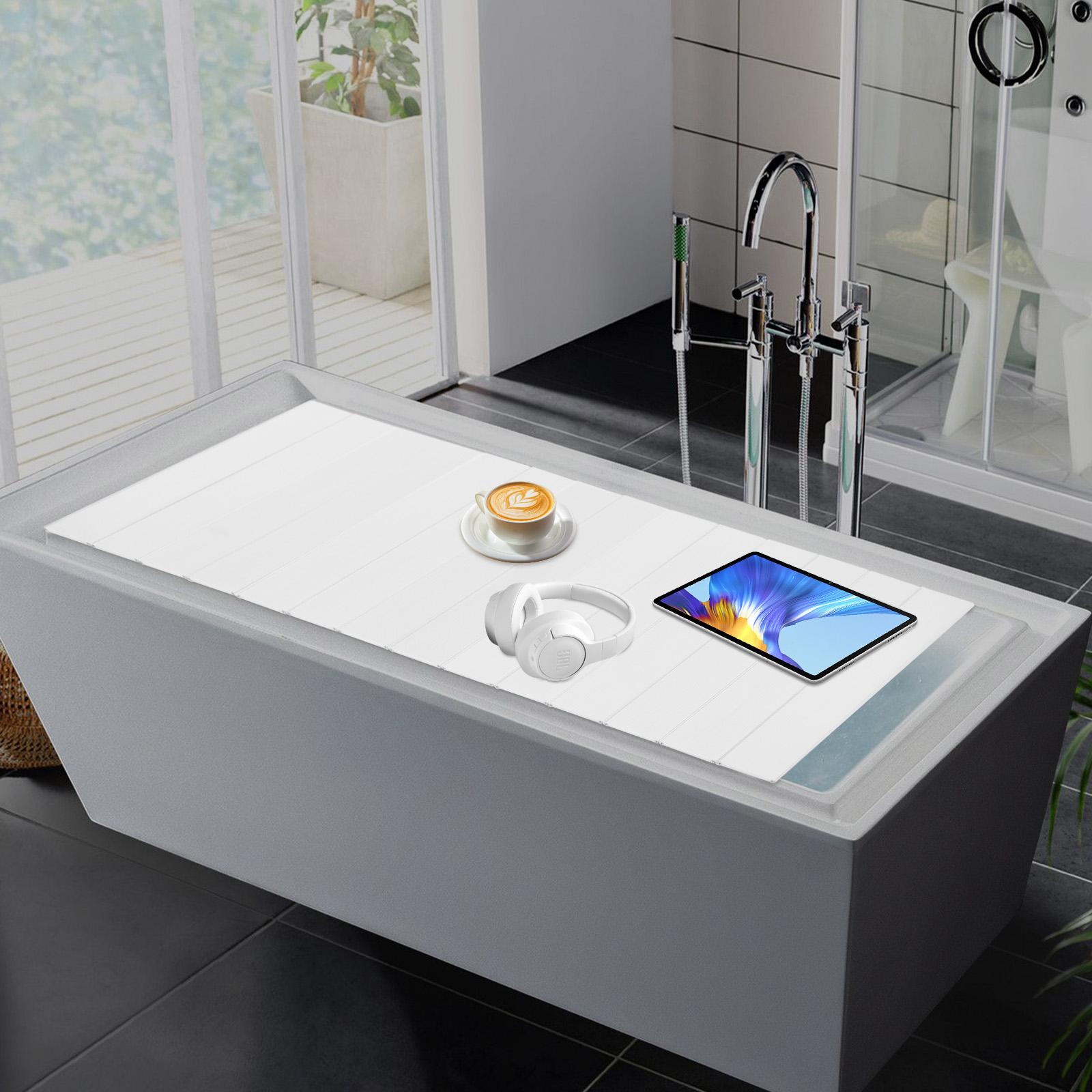 

Белая крышка для ванны с текстурой дерева, Складная крышка для ванны, Доска для ванны для расслабления во время принятия ванны, Спа-аксессуары, Максимальная нагрузка 5 кг/11 фунтов белый