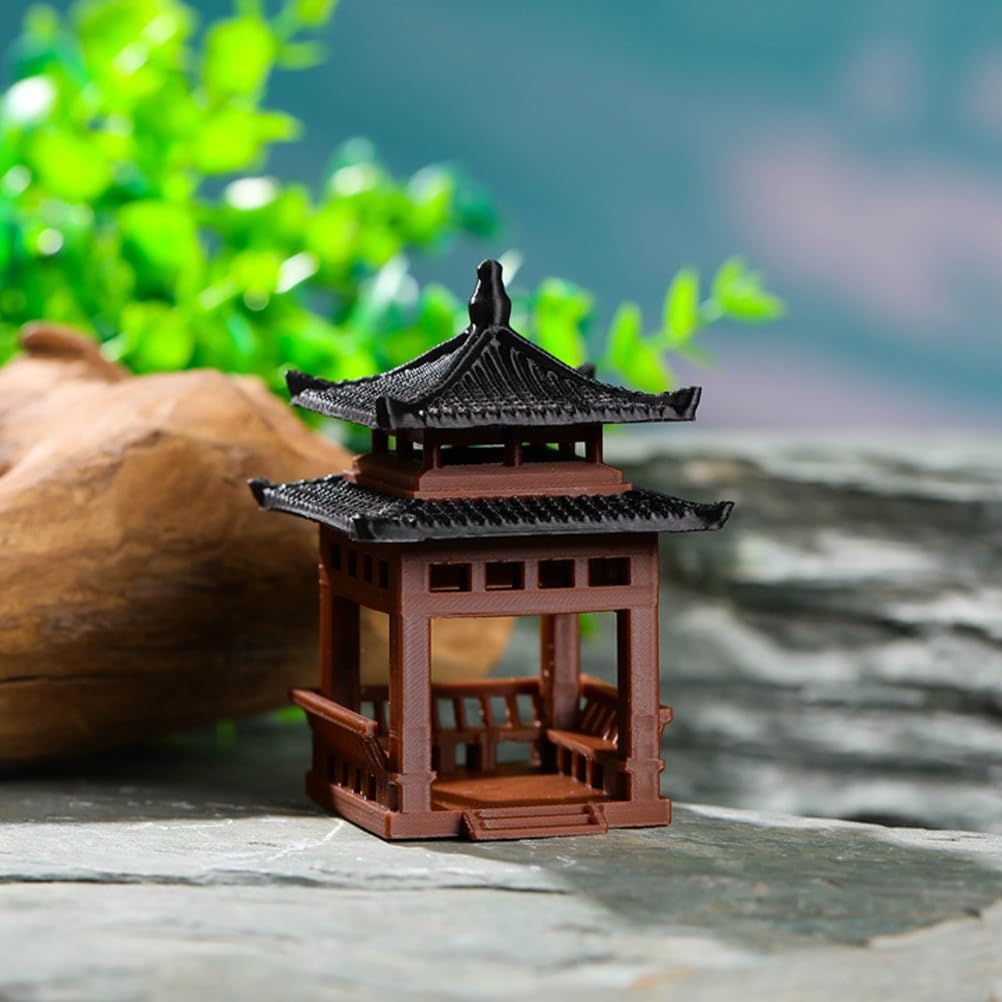 HANABASS Mini Pagoda Statue Fairy Accessories Garden Miniature Hexagon Pavilion Figurine for Flower Vase Micro Landscape Asian Zen Garden Aquarium