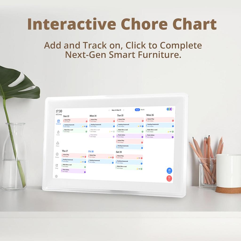 15.6 Inch Digital Calendar WiFi Smart Electronic Calendar 1920x1080 HD Interactive Display Touchscreen Home Chore Chart Planner