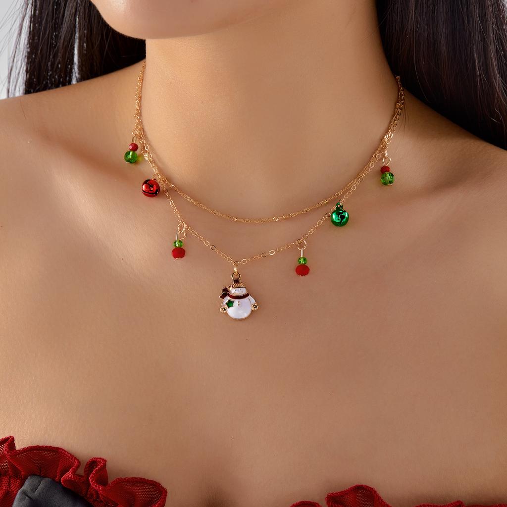 Delicate Christmas Tree Pendant Necklaces for Women Sweet Colorful Bells Crystal Snowflake Necklaces Friendship Jewelry Gifts