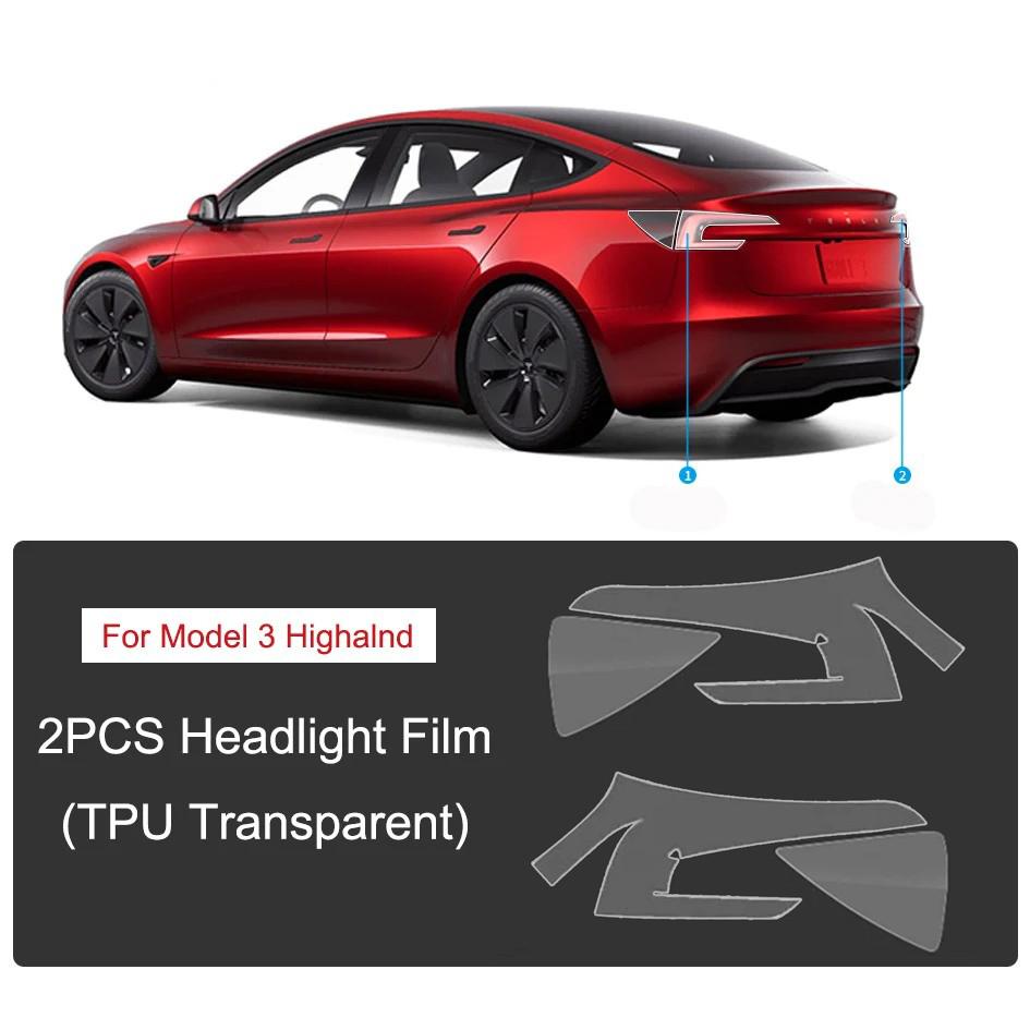 For Tesla Model 3 Highland Headlight Taillight Protective Film for Model 3+ Headlamp TPU Blackened Color Changing Films Full Fit