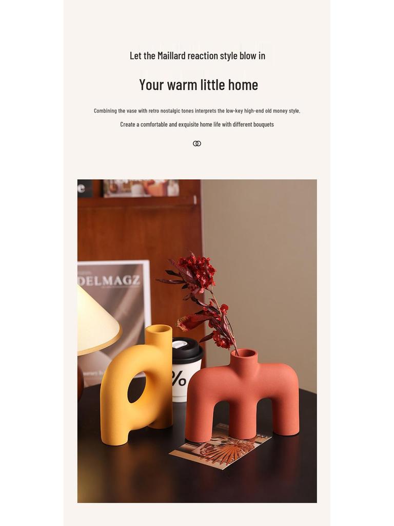 Creative Retro Wabi-Sabi Ceramic Vase for Flowers and Dried Arrangements - Perfect for Living Room, Dining Table, or TV Cabinet Décor