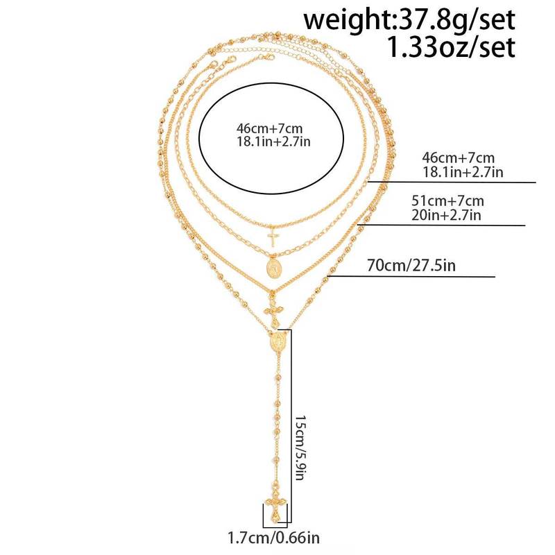 Ingemark 4Pcs/Set Goth Cross Jesus Pendant Choker Necklace for Women Vintage Gold Color Long Chain Christian Jewelry Men Gift