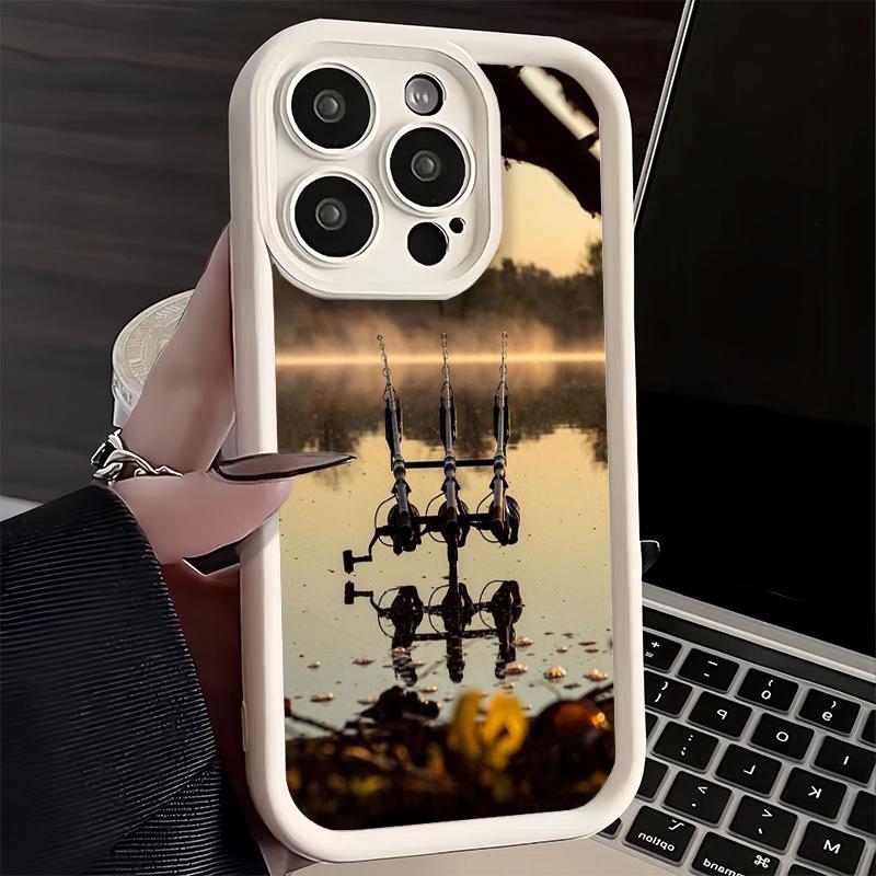 Phone Case for iPhone 17 Air 16E 15 16 Pro Max Carp Fish Fishing Rod Cover 14 Plus 13 12 Mini Soft Shell Silicone Fundas