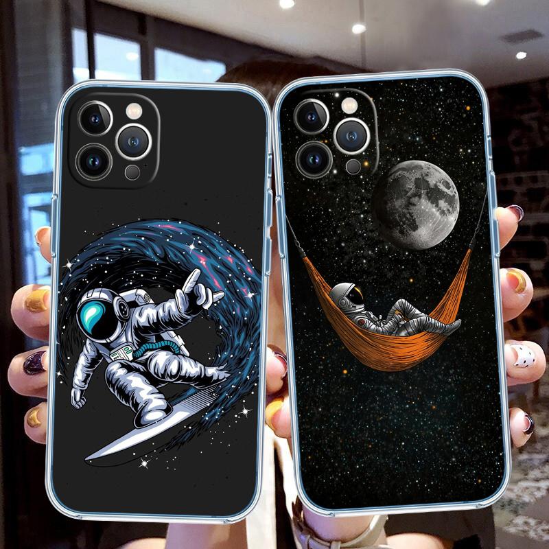 PP7 Astronaut Space Moon Soft Shell Transparent Phone Case for Motorola Moto G7 G8 G9 G84 G85 G73 G24 G15 Z2 Play Power Plus