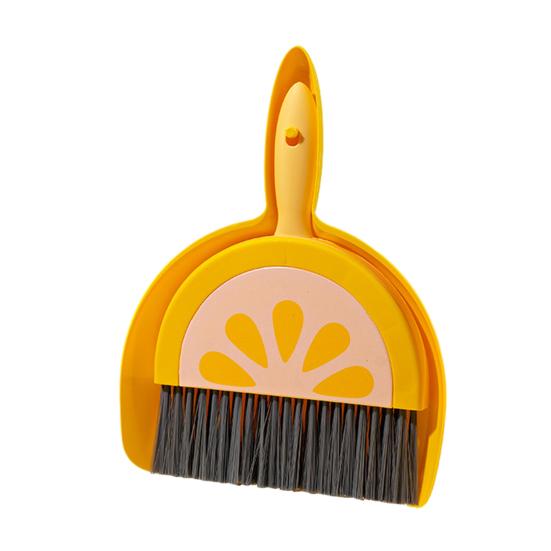 

Yousheng 2Pcs/Set Broom Dustpan Set Fruit Pattern Small Portable Soft Bristles Keyboards Desktops Corners Mini Cleaning Set Lemon