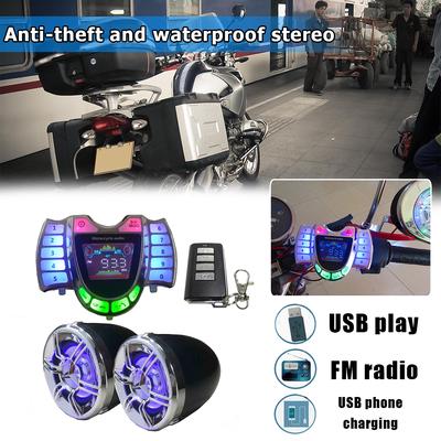 HY-008 Motorcycle Bluetooth-compatible Speaker Stereo Audio System Waterproof Handsfree TF AUX FM Radio USB Fast Charger