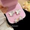 Silver Needle Dopamine Zircon Flower Stud Earrings Korean Version Sweet and Delicate Small Temperament Earrings Light Luxury High-end Earrings