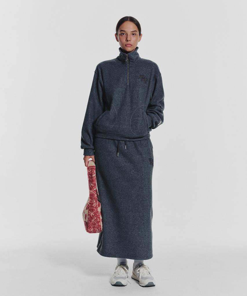 Minasu Terry Fleece Long Skirt_Charcoal