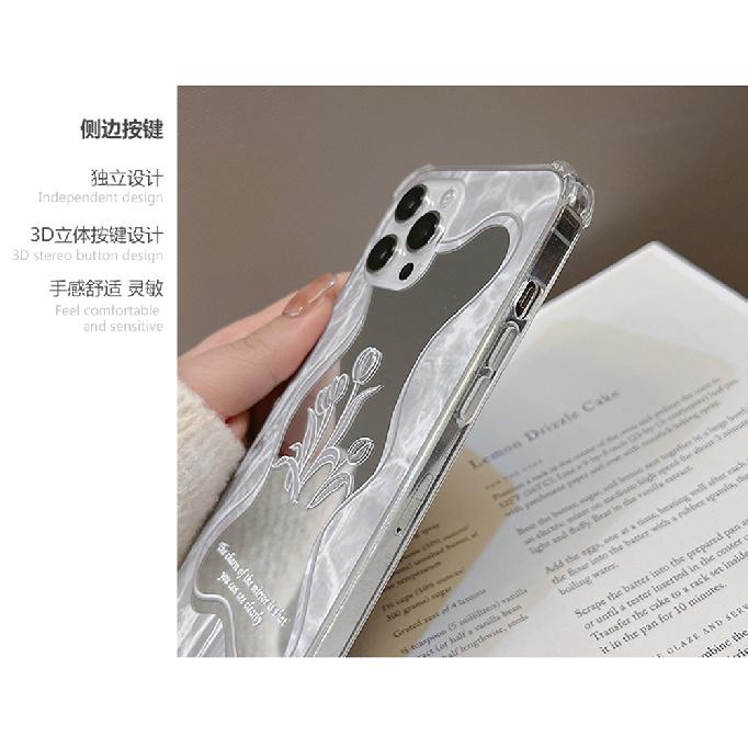 Minimalist floral mirror case for iPhone 16 Pro Max, iPhone 17, iPhone 15, iPhone 11, iPhone 8 Plus, and iPhone X