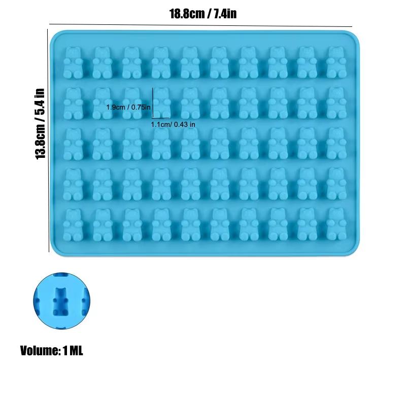 50 Grids Gummy Bear Mold Silikonowy Słodki Miś Galaretka Formy z Kroplomierzem Cukierki Czekoladowe Fondant Formy DIY Narzędzia Do Dekoracji Pieczenia