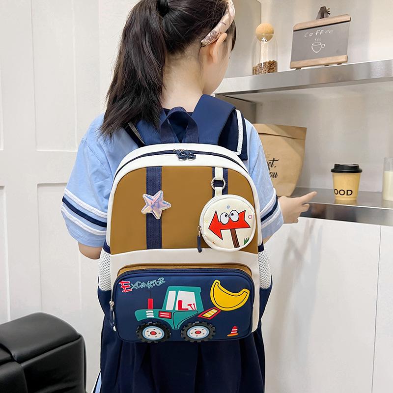 2025 Autumn Kids' Large Capacity Excavator Backpack: Lightweight, Cute Cartoon Schoolbag for Kindergarten