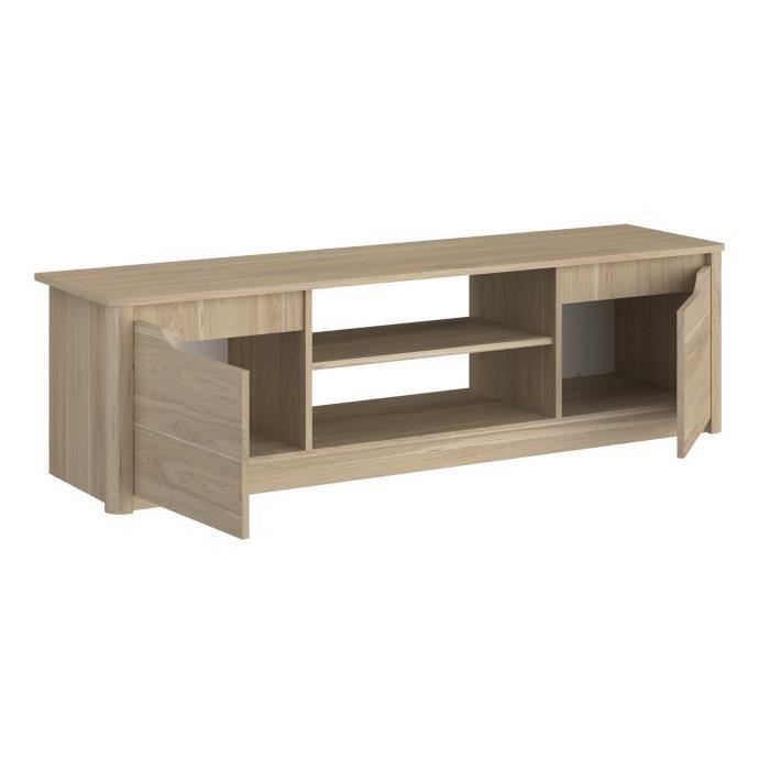 Classic TV Stand BETTY - Furniture In Particleboard with Oak Decor - L150 X H42 X D60 Cm