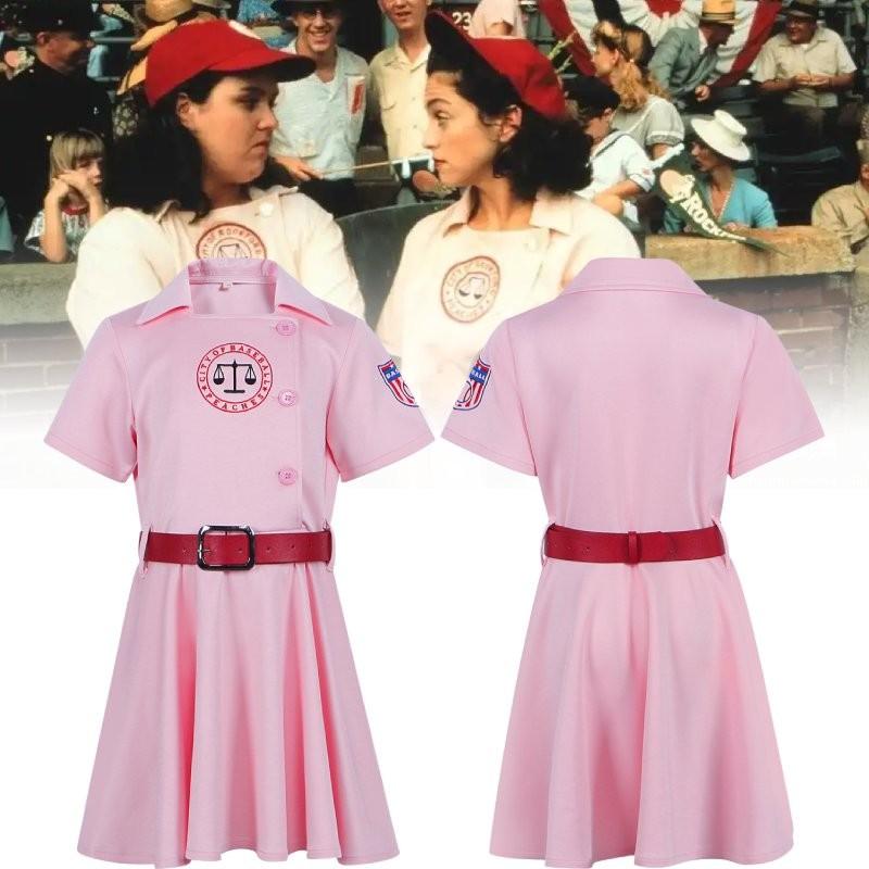 Stylish Girls Baseball Costume Set For Kids Featuring Red Pink Alliance Design