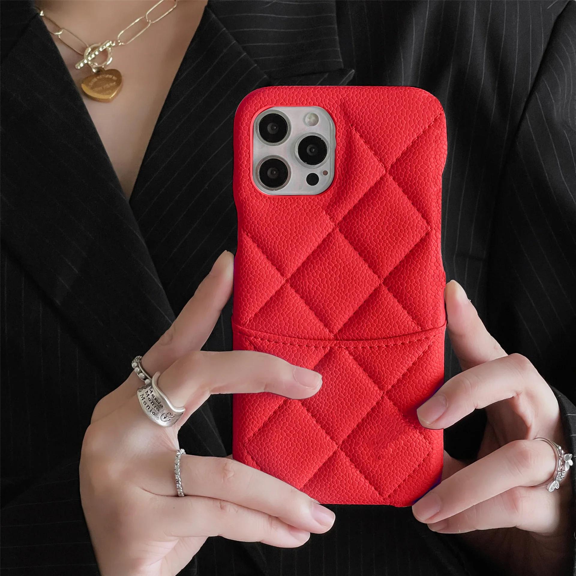 

Роскошный чехол из искусственной кожи с решетчатым узором для iPhone 15 14 13 12 Pro Max Plus, держатель для кредитных карт, кошелек, чехол для телефона iPhone 13 Pro Max