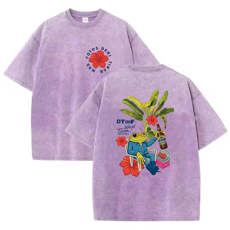 Soft Rapper Bad Bunny Vintage Washed Cotton T Shirts Debi Tirar Mas Fotos DTMF T-shirts  Clothing Fashion T-shirt Couples