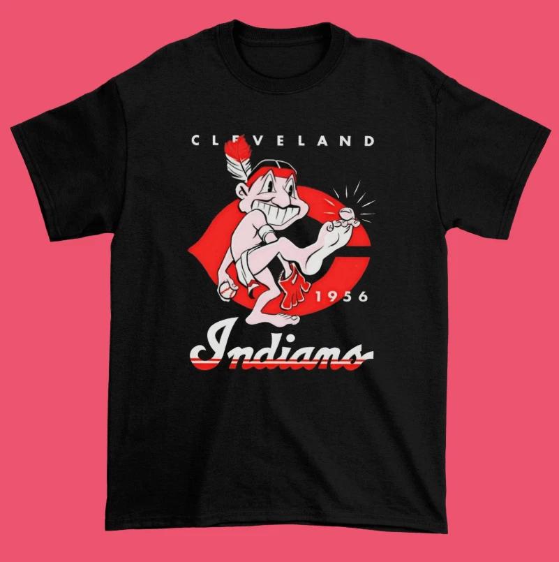 

Cleveland Indians Chief Wahoo Men T-shirt Black Cotton Tee S to 5XL S