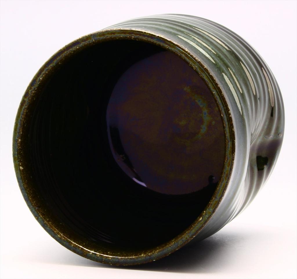 Mino Ware "Oono Shigeyasu" Rice Bowl and Teacup, Capacity Approximately 270ml, Solid Oribe Pattern, Green, Made In Japan, 134-0051