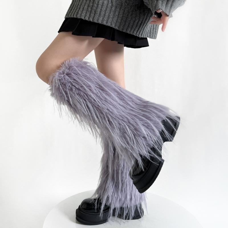 Women's Thick Fuzzy Leg Warmers Soft Plush Boot Covers Toppers for Costume Parties Winter Fashion Accessory Leg Gaiters