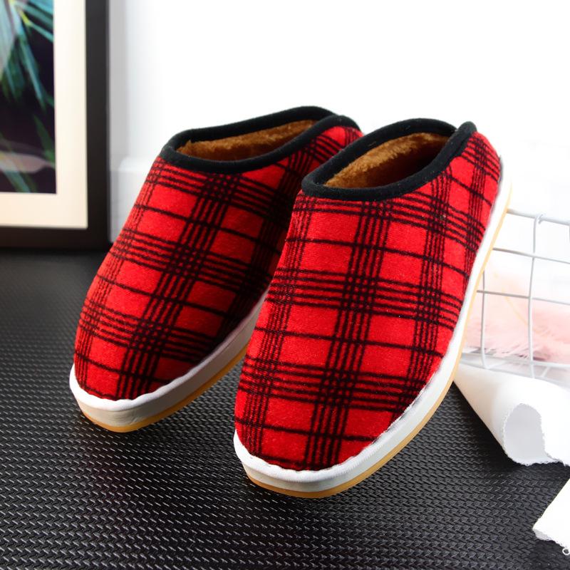 

мужские и женские парные хлопковые тапочки из говяжьих сухожилий для дома с подогревом, утолщенные зимние тапочки для среднего и пожилого возраста, полузакрытые 45