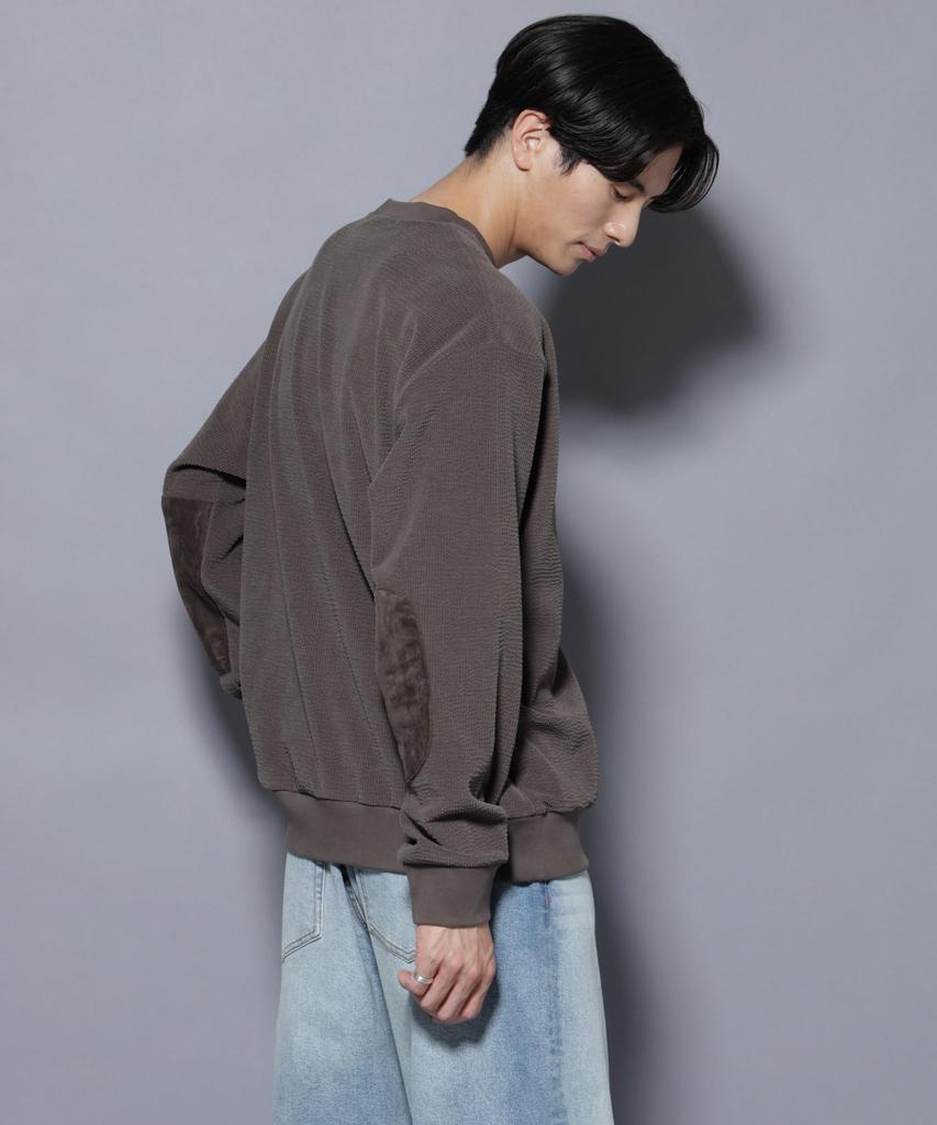 Nano Universe Mall JQD Corduroy Crew Neck Pullover, Men's, Size M, 185, Khaki Gray, 668-5223231
