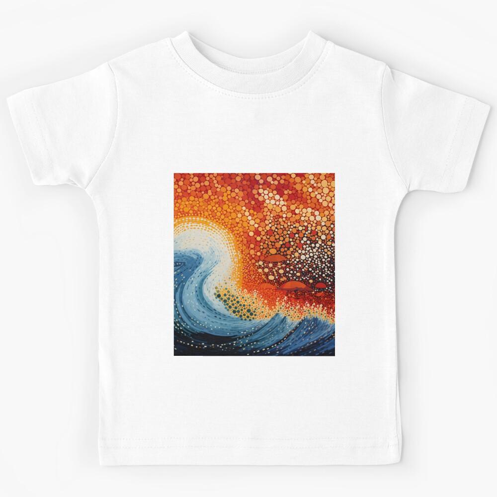 Aboriginal Inspired Dot Art - With Waves And Solar Kids T-Shirt 170