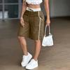Damen Bermuda-Shorts mit Kordelzug, lässiger lockerer Passform, Seitentaschen und elastischem Bund für den Alltag